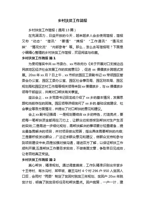 乡村扶贫工作简报