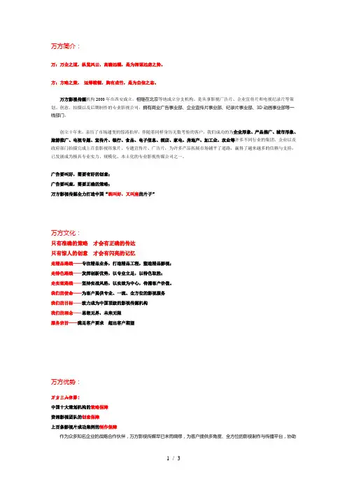 影视公司简介