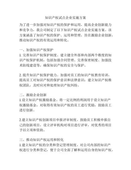 知识产权试点企业实施方案