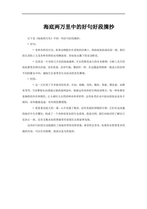 海底两万里中的好句好段摘抄