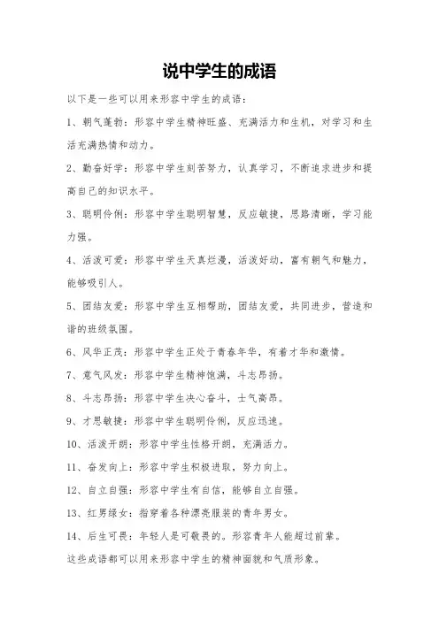 说中学生的成语