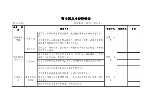 快递包裹营业网点检查记录表