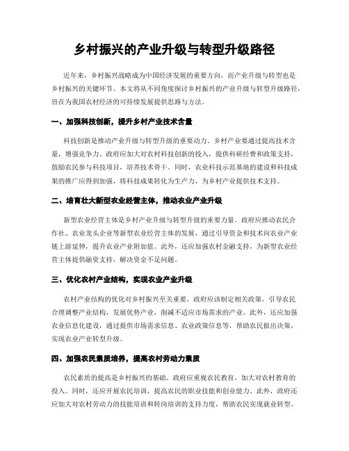 乡村振兴的产业升级与转型升级路径