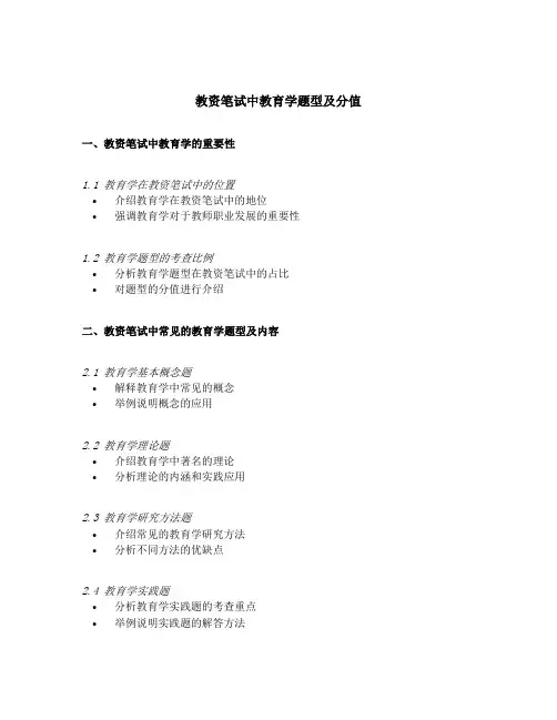 教资笔试中教育学题型及分值