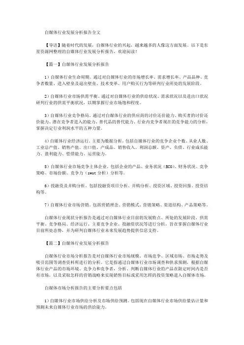 2020年自媒体行业发展分析报告全文