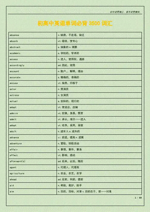 初高中英语单词必背3500词汇