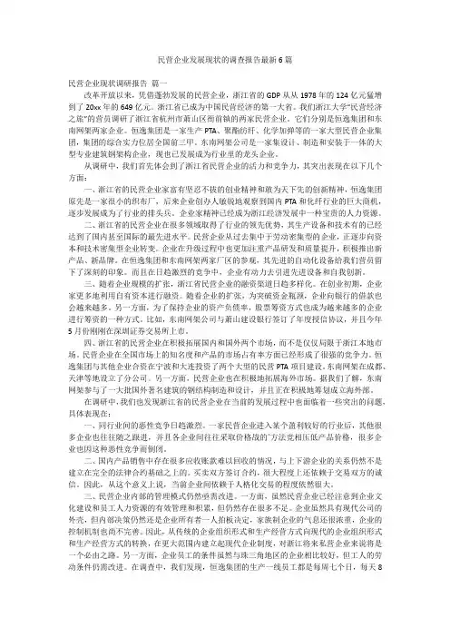 民营企业发展现状的调查报告最新6篇