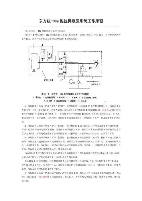 东方红802拖拉机液压系统工作原理