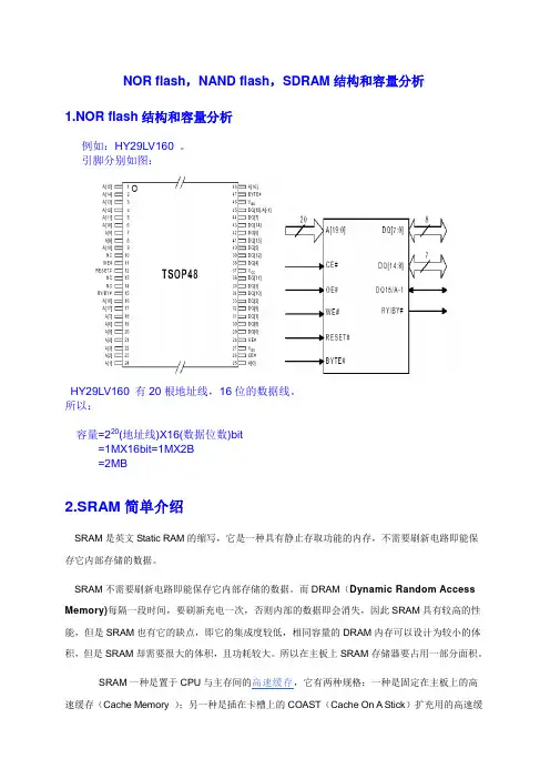 NOR ,SRAM,SDRAM,NAND结构和容量计算