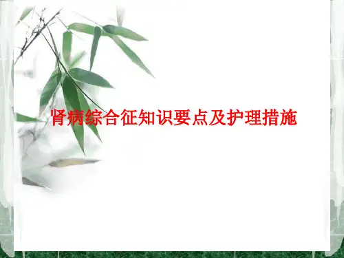 肾病综合征知识要点及护理措施