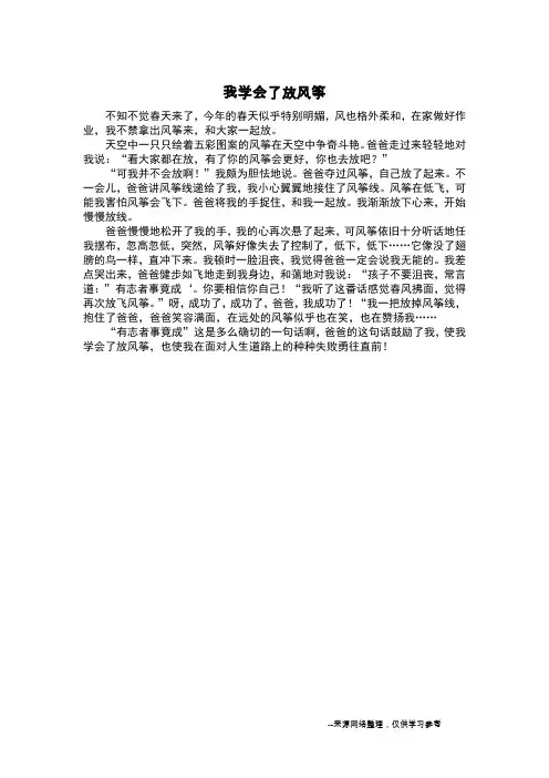 我学会了放风筝_四年级作文