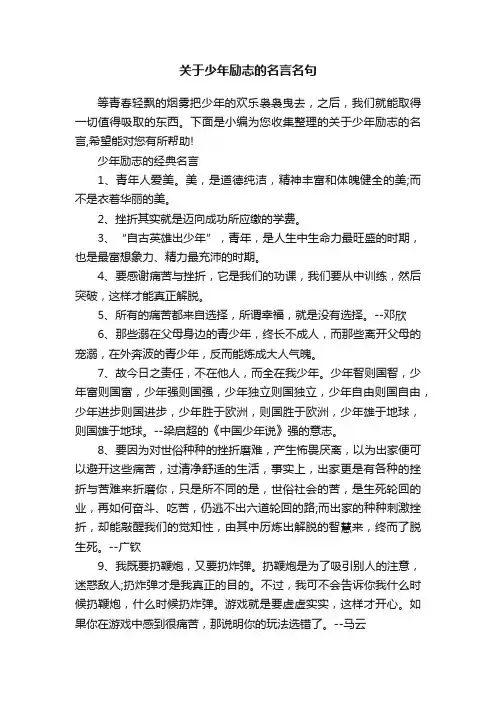 关于少年励志的名言名句