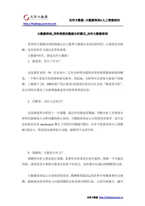 大数据培训_四种类型的数据分析模式_光环大数据培训