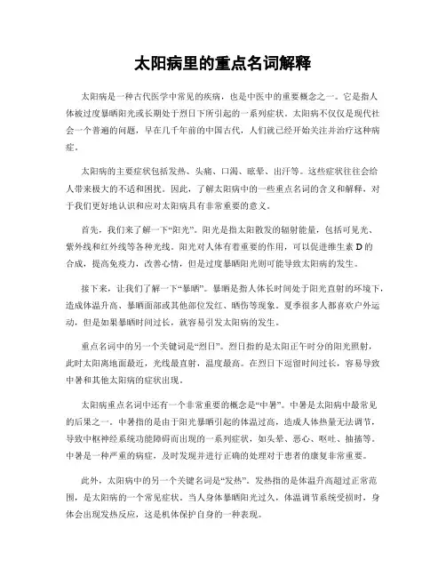 太阳病里的重点名词解释