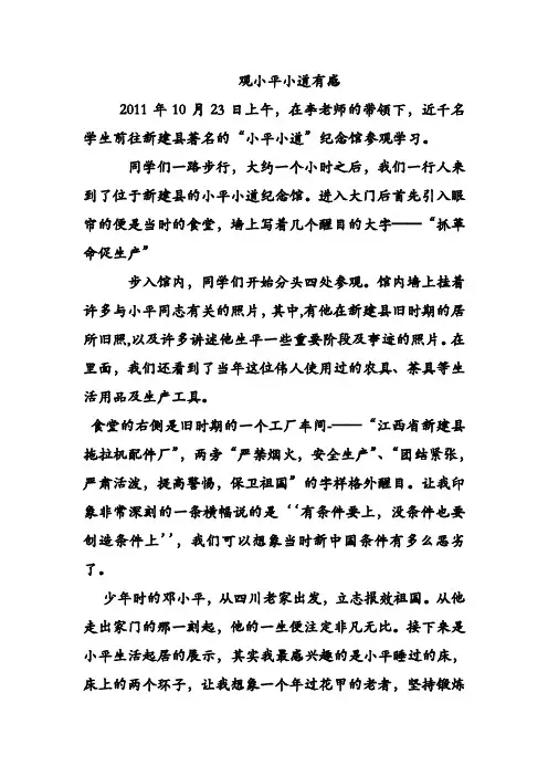 观小平小道有感