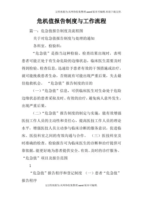 危机值报告制度与工作流程