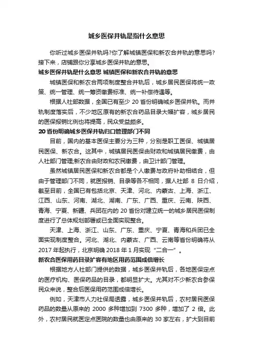 城乡医保并轨是指什么意思