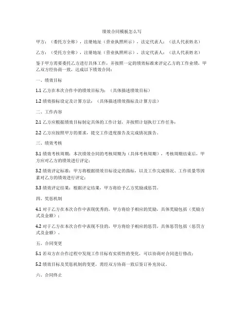 绩效合同模板怎么写