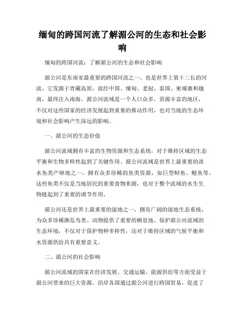缅甸的跨国河流了解湄公河的生态和社会影响