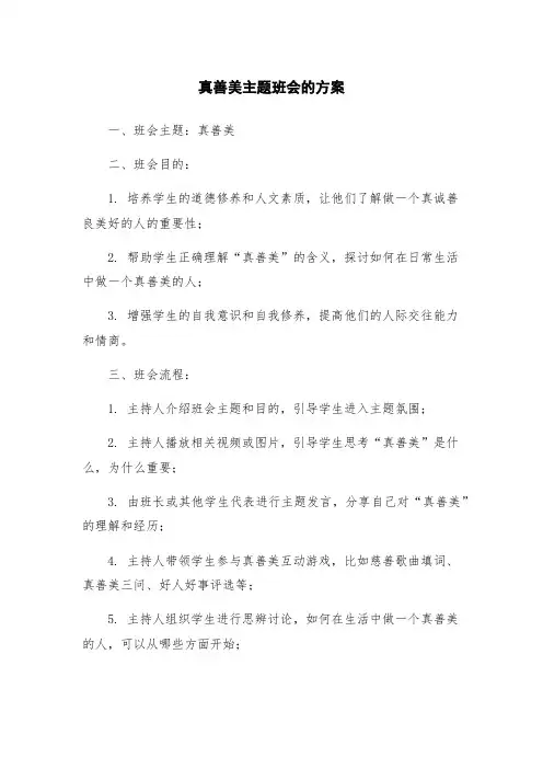真善美主题班会的方案