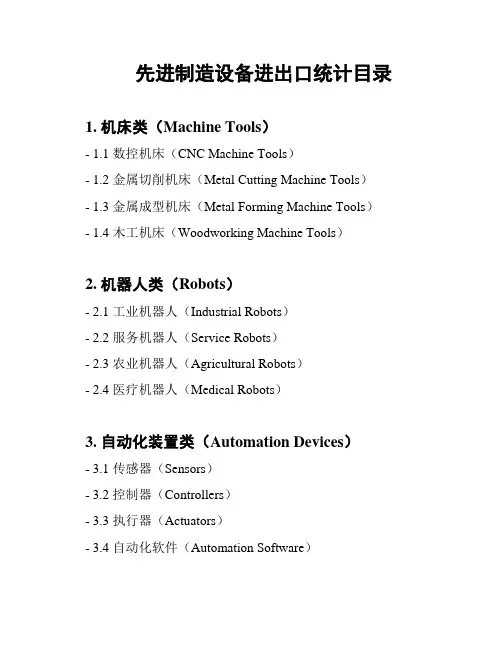 先进制造设备进出口统计目录