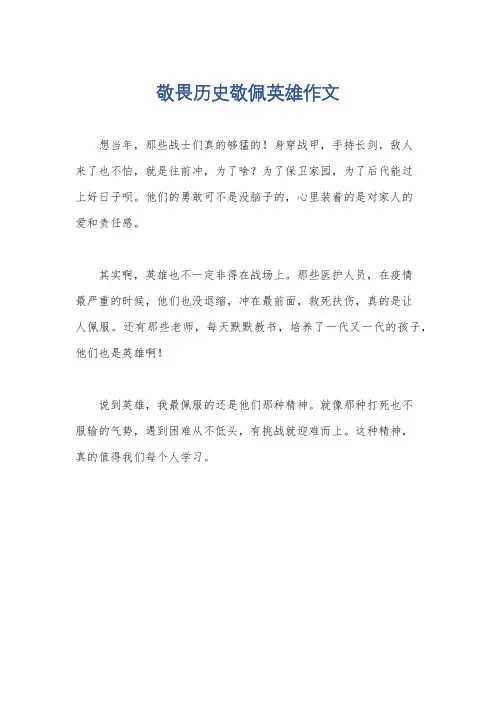 敬畏历史敬佩英雄作文
