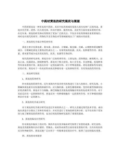中药材黄连的研究现状与展望