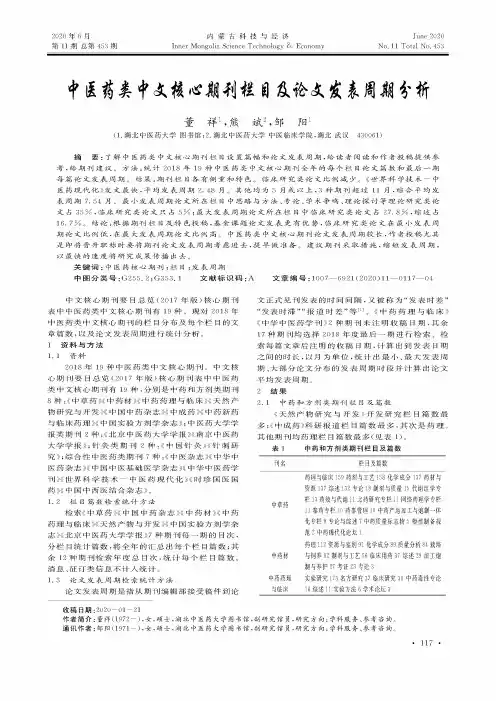 中医药类中文核心期刊栏目及论文发表周期分析