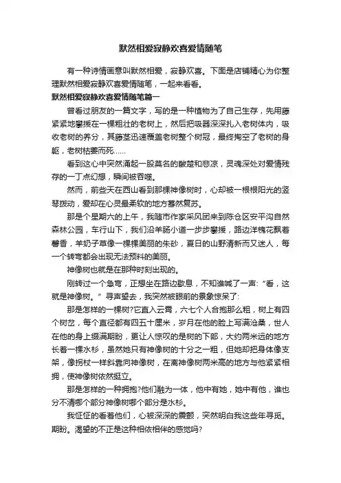 默然相爱寂静欢喜爱情随笔