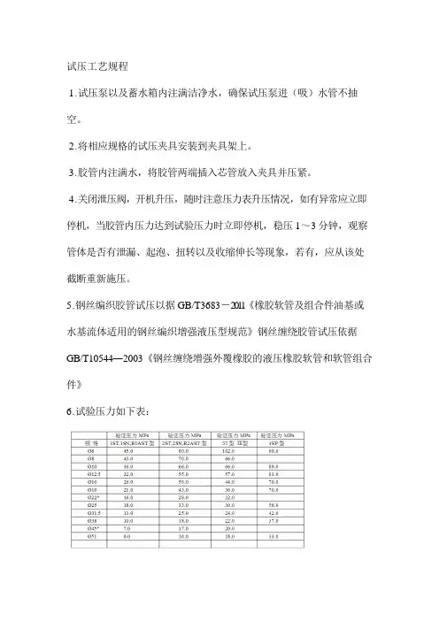 试压工艺规程