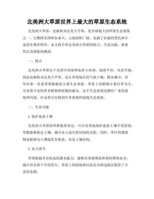 北美洲大草原世界上最大的草原生态系统