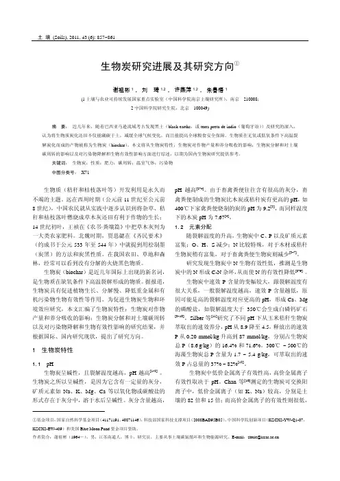 生物炭研究进展及其研究方向