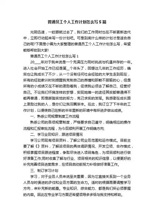 普通员工个人工作计划怎么写5篇