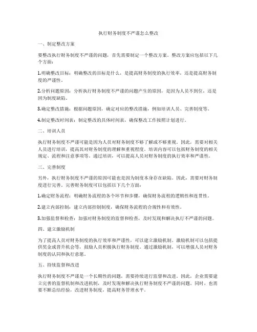 执行财务制度不严谨怎么整改