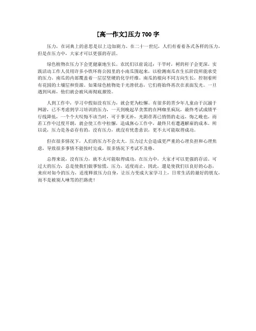 [高一作文]压力700字