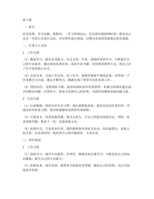年度个人总结明年规划(3篇)