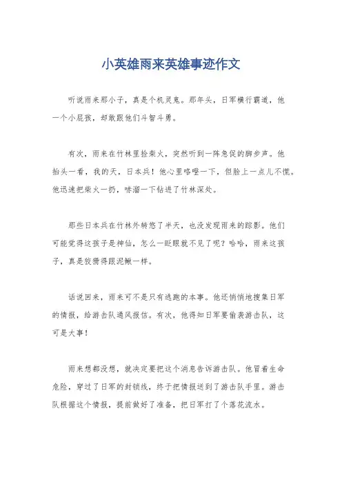 小英雄雨来英雄事迹作文