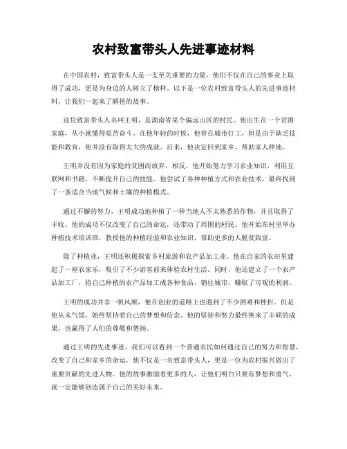 农村致富带头人先进事迹材料