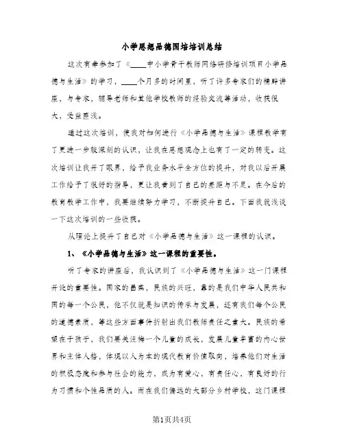 小学思想品德国培培训总结（2篇）