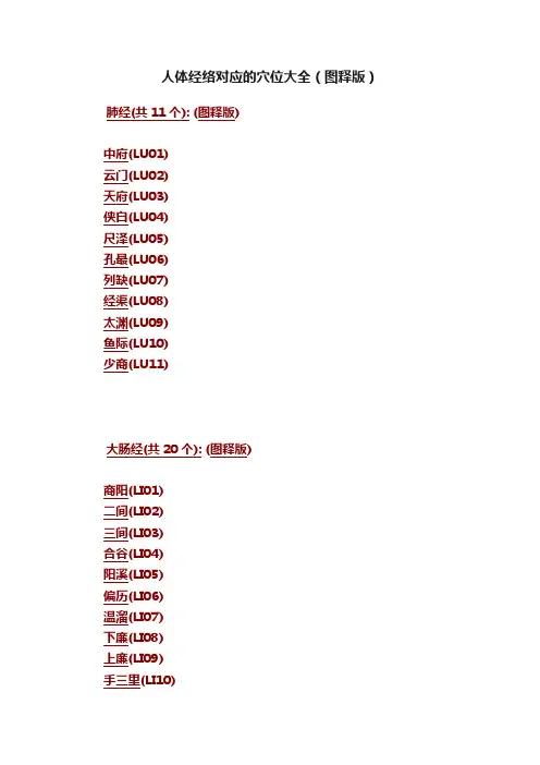 人体经络对应的穴位大全（图释版）