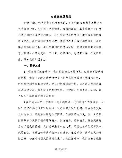 大三班班级总结（2篇）
