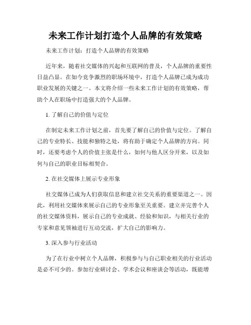 未来工作计划打造个人品牌的有效策略