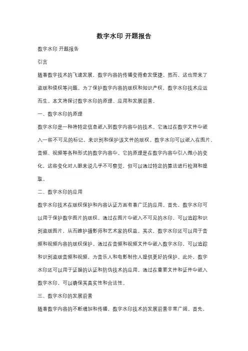 数字水印 开题报告