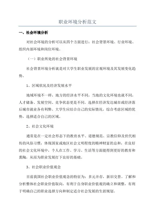 职业环境分析范文