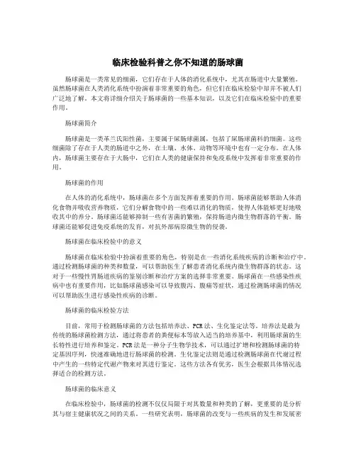 临床检验科普之你不知道的肠球菌