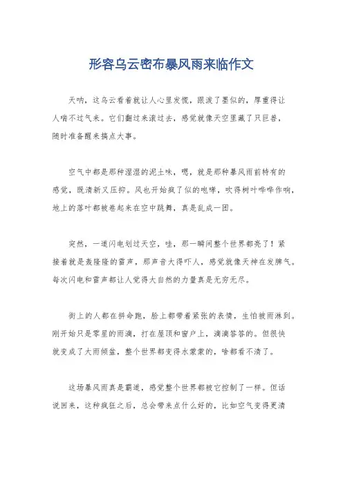 形容乌云密布暴风雨来临作文