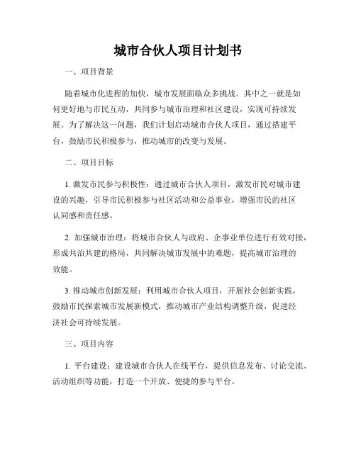 城市合伙人项目计划书