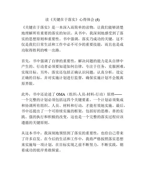 读《关键在于落实》心得体会 (6)