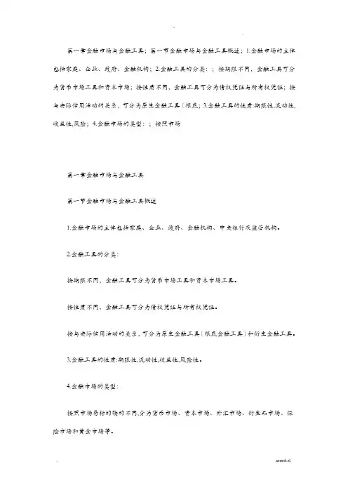 中级经济师,金融专业知识点