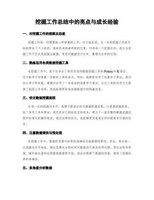 挖掘工作总结中的亮点与成长经验